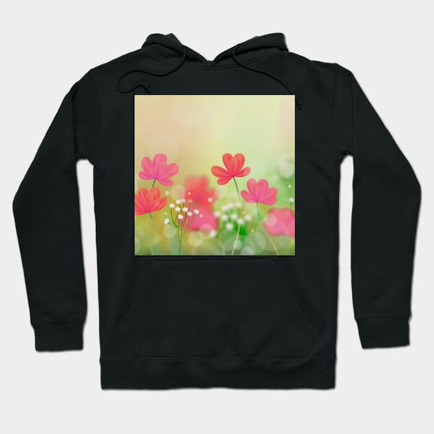 Green Pink Flowers Art Hoodie by Tshirtstory